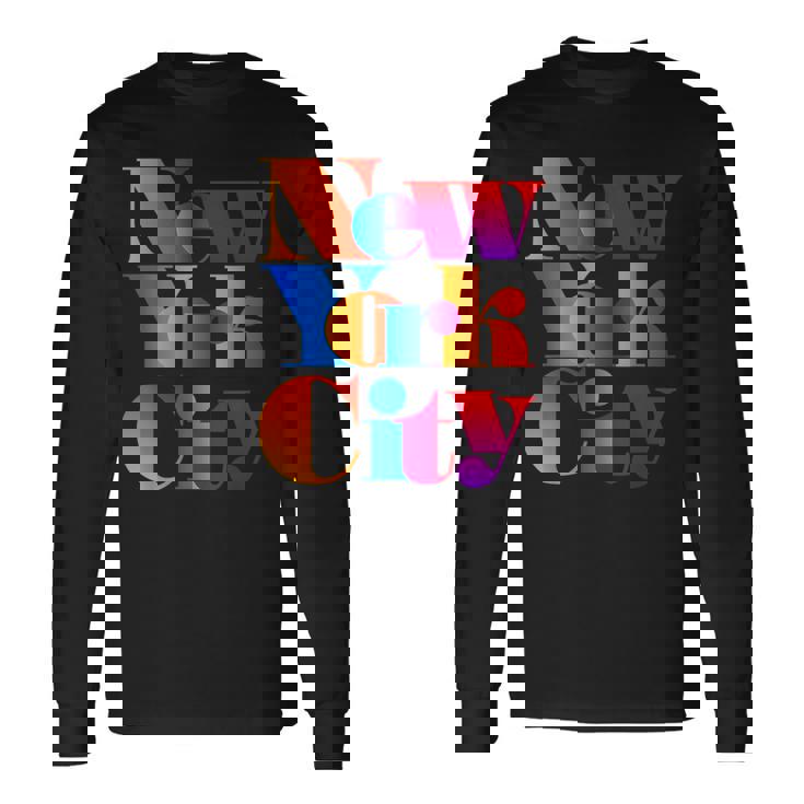 カラフルなニューヨークシティファッショングラフィックtシャツ、ニューヨーク市 長袖Tシャツ
