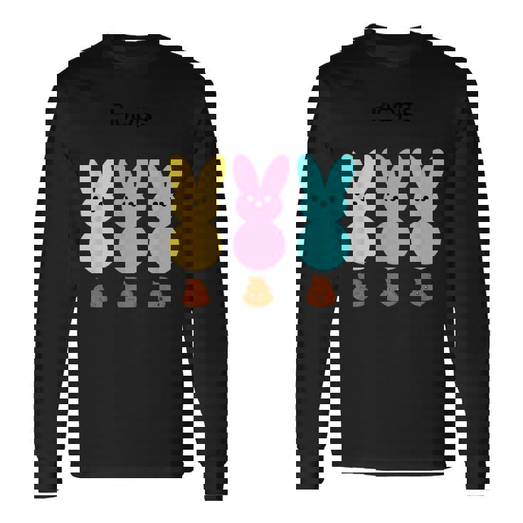 カラフルなマシュマロバニーのうんち 長袖Tシャツ