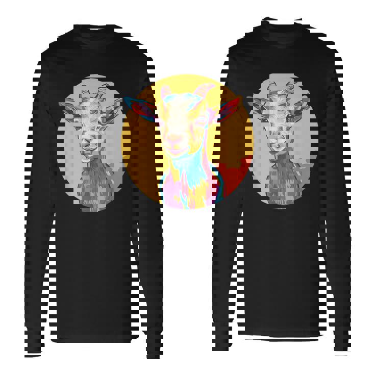 カラフルなヤギ 長袖Tシャツ