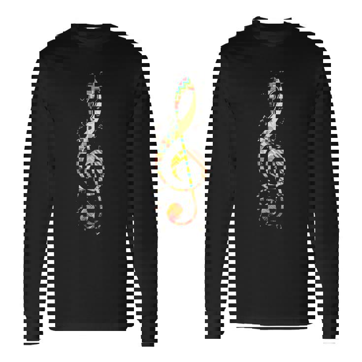 カラフルな音符 長袖Tシャツ