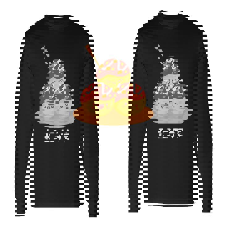 カワイイ たこ焼き 和 大阪 日本食 ひらがな 文字 長袖Tシャツ