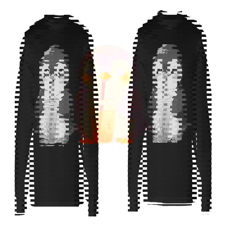 カワイイ ペンギンドリンク バブルティー ペンギンボバ 長袖Tシャツ