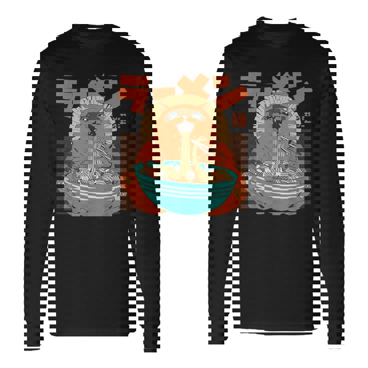 カワイイ ラーメンタヌキ妖怪 オタク アニメ 漫画 長袖Tシャツ