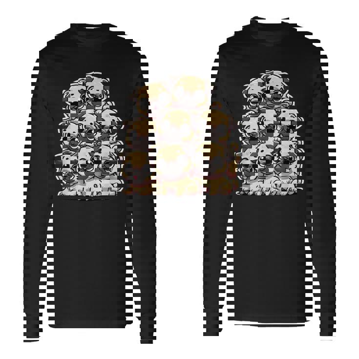 カワイイアニメ パグ 犬 キッズ ガールズ 長袖Tシャツ