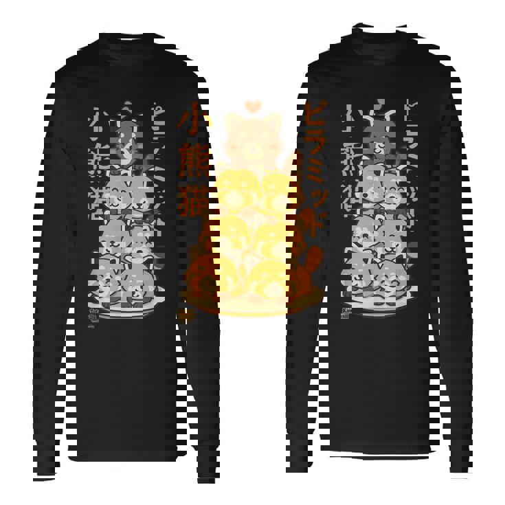 カワイイレッサーパンダピラミッドアニメ日本語文字かわいい 長袖Tシャツ