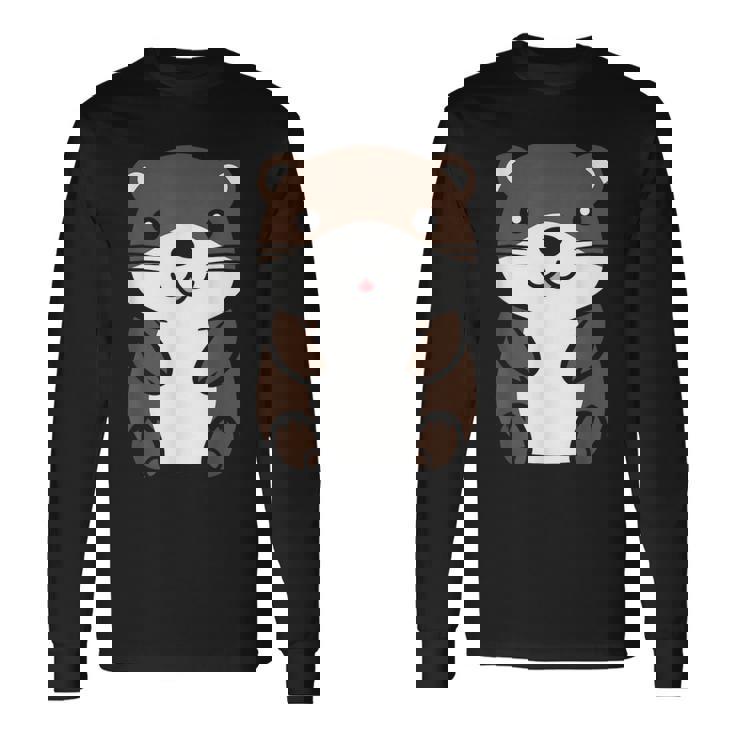 カワウソの赤ちゃん 動物 かわいい シンプルな小さなカワウソ 長袖Tシャツ