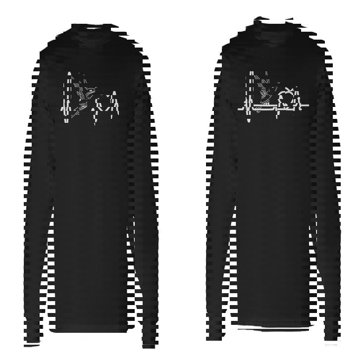 カワセミ好きにはたまらないカワセミのハートビート 長袖Tシャツ