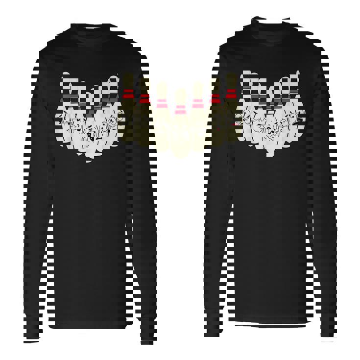 カートゥーン ボウリング 面白い 怖い ボウリング 長袖Tシャツ
