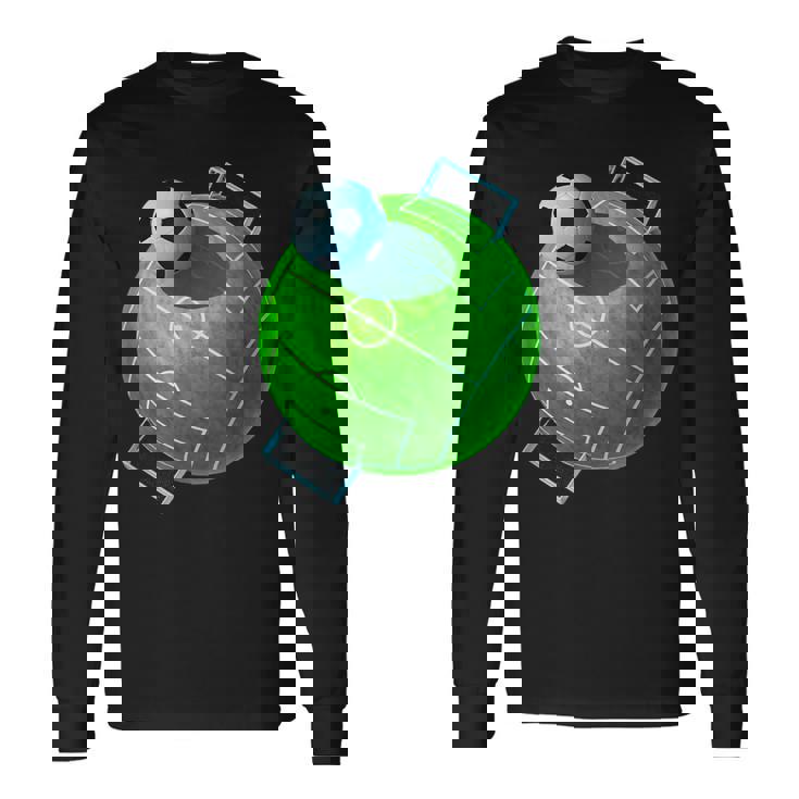 カーブ サッカーボール フィールドゴール サッカー選手 コーチ サッカーファン 長袖Tシャツ