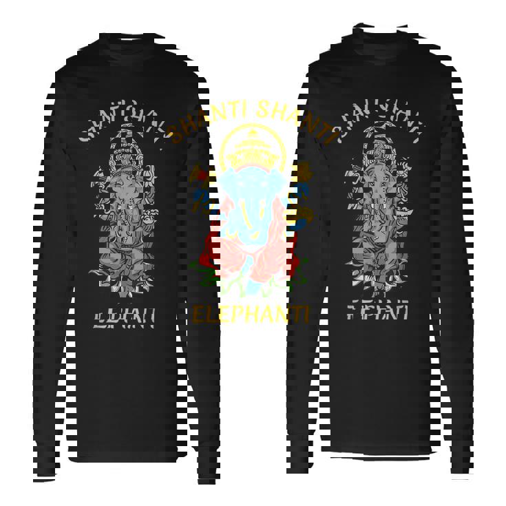 ガネーシャ ヨガ シャンティ 象 ブッダ 象 長袖Tシャツ