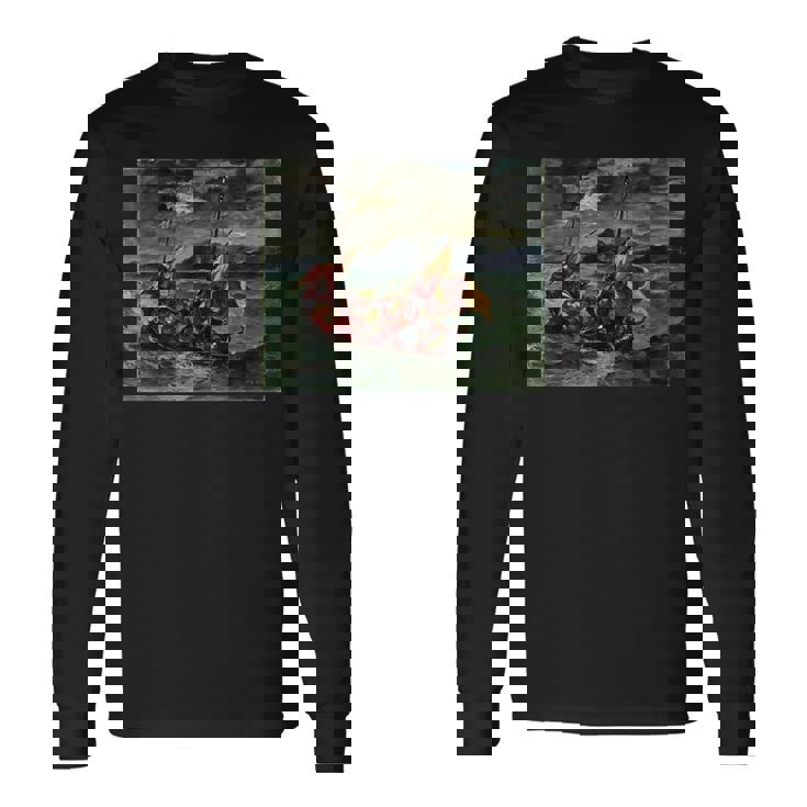 ガリラヤの海のキリスト ユージン・ドラクロワ 長袖Tシャツ