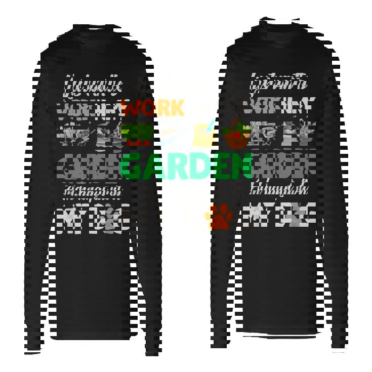 ガーデニング 犬 ペット好き 庭師 庭 ペット ギフト 植物 長袖Tシャツ