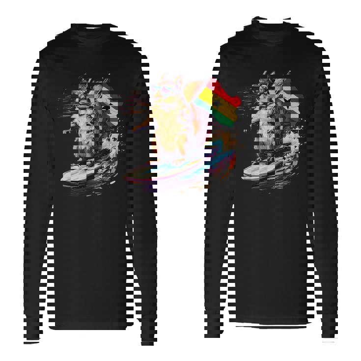 ガーナ プライド サーフィン リス ガーナのルーツ ガーナ国旗 長袖Tシャツ