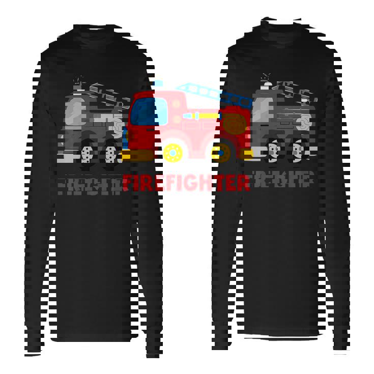 キッズ 消防車消防車 長袖Tシャツ