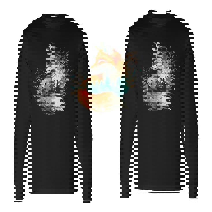 キツネアート 長袖Tシャツ