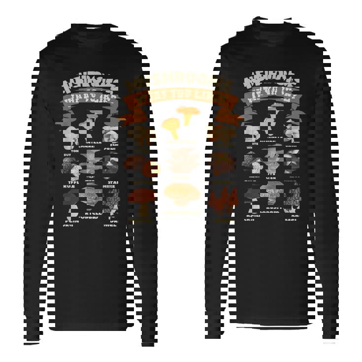 キノコ、好きなものキノコの種類 長袖Tシャツ
