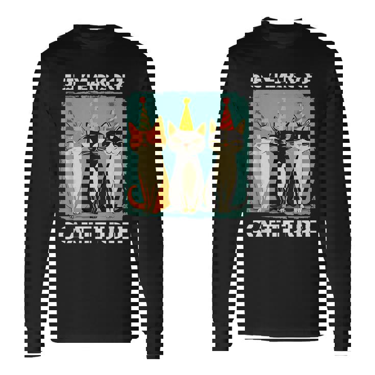 キャティチュード55歳 55歳の誕生日 猫好き 55歳 長袖Tシャツ