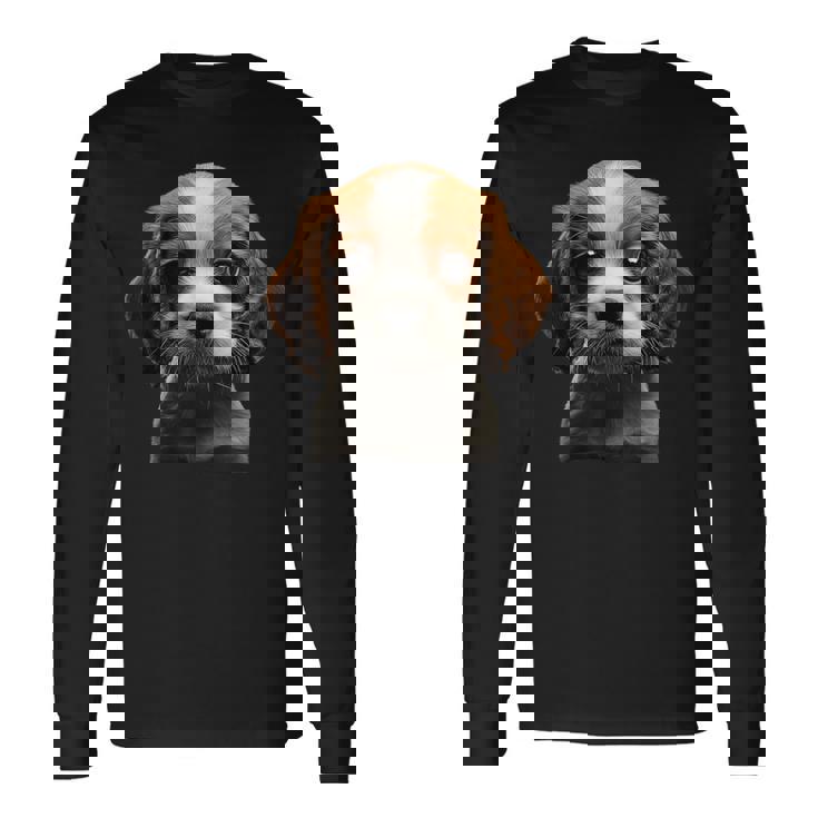 キャバリアキングチャールズスパニエル子犬 長袖Tシャツ