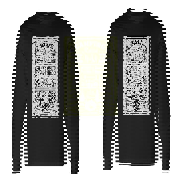 キャンピング ルール 遊び心たっぷりのヴィンテージ調デザイン おもしろ キャンプ 長袖Tシャツ