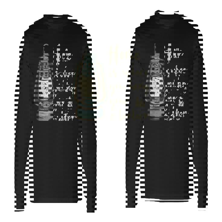 キャンプランタン 面白いキャンプ アウトドア用 ビンテージ 長袖Tシャツ