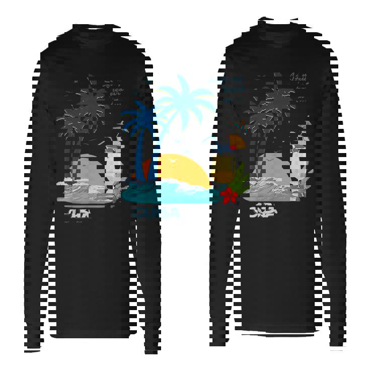 キューバ 熱帯の風景 ハバナ ギフト お土産 カリブ海 ヤシの木 冒険 長袖Tシャツ