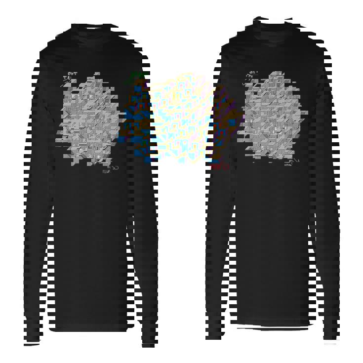 キューブ 迷路&迷路 長袖Tシャツ