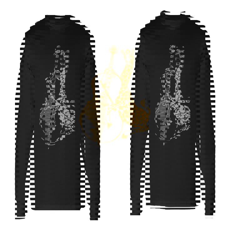 キリン 演奏 チェロ おもしろい 動物 チェリスト ロック ミュージシャン アート 長袖Tシャツ