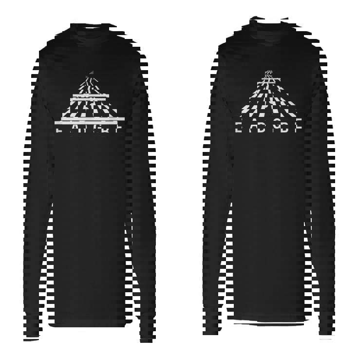 ギターフレットネックストリングスea D G B Eギターコード、音楽プレーヤー、ミュージシャン 長袖Tシャツ