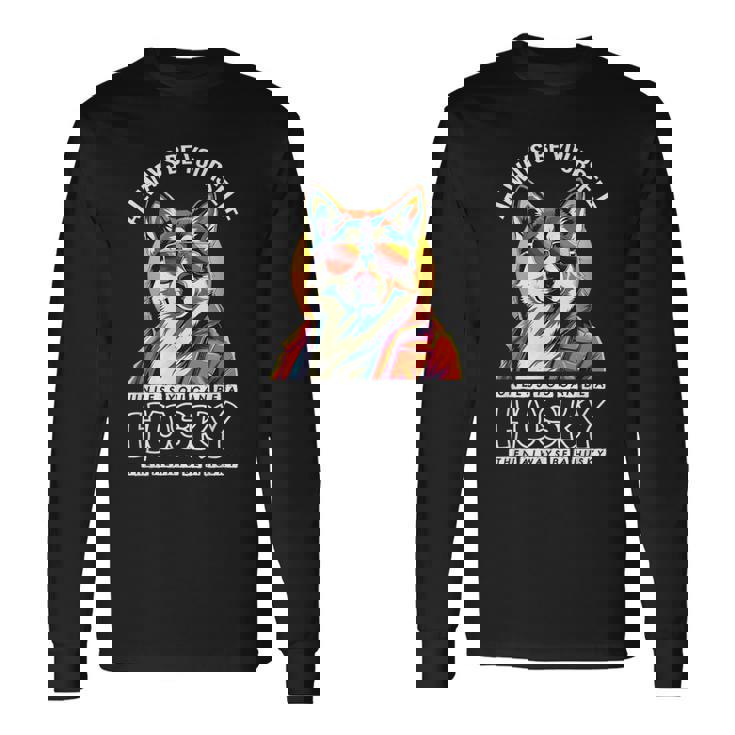 ギャングスタ ハスキー 犬 飼い主 犬 ラブ ハスキー かわいい シベリアンハスキー 長袖Tシャツ