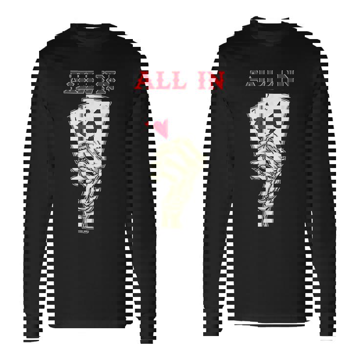 ギャンブル ポーカー プレーヤー スケルトン ハンド ポーカー カード 7 2 ポーカー 長袖Tシャツ