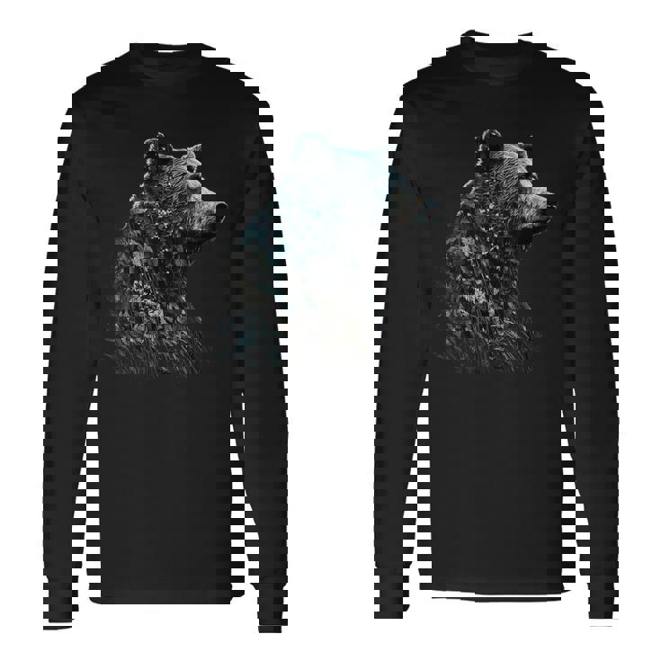 クマ、動物好き、動物クマ 長袖Tシャツ