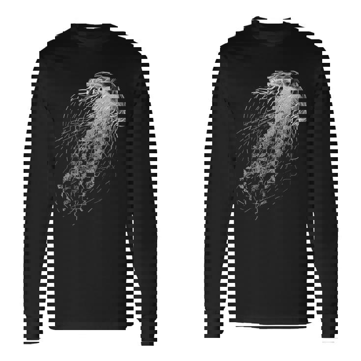 クラゲ 動物 モチーフ イラスト クラゲ 長袖Tシャツ