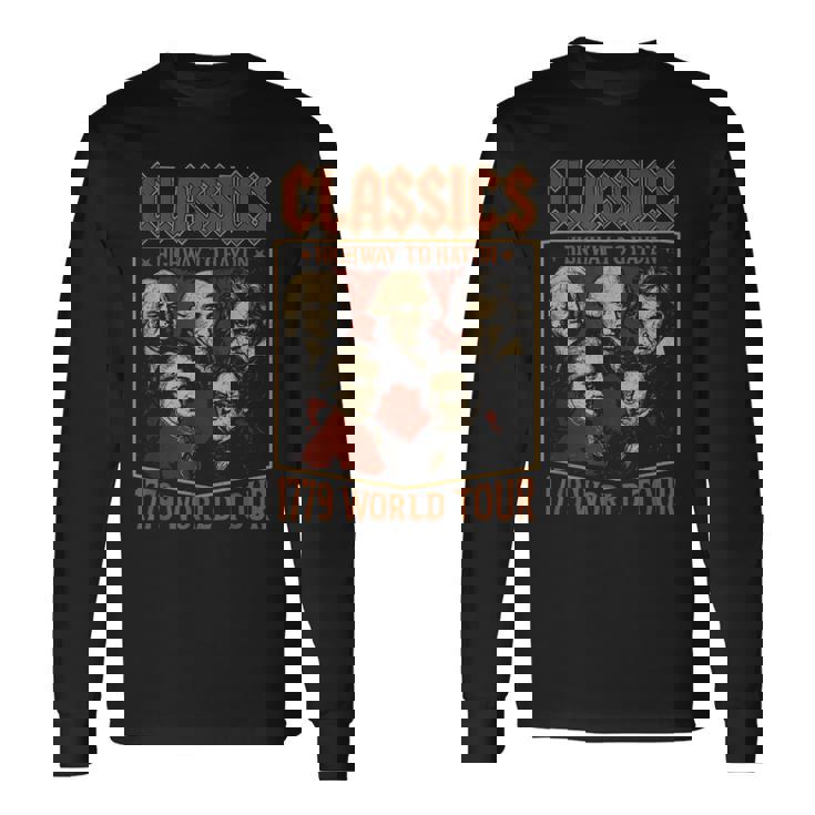 クラシック作曲家ツアー、面白クラシック音楽パロディー 長袖Tシャツ