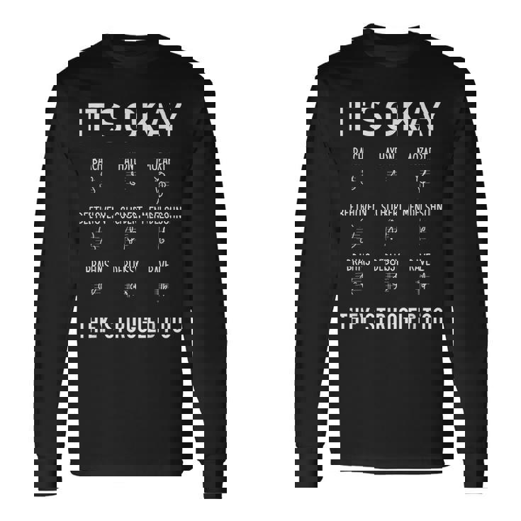 クラシック音楽 音楽好き 作曲家 バッハ モーツァルト ベートーヴェン シューベルトメンデルスゾーン ブラームス 音楽家 長袖Tシャツ