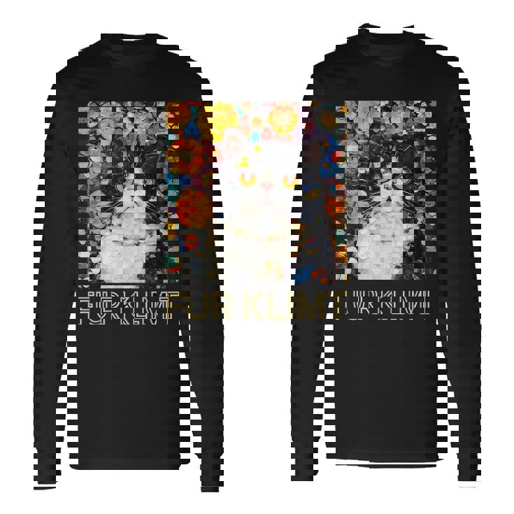クリムト絵画の猫、猫好き、エキゾチックショートヘア、アーティスト 長袖Tシャツ ギフトのアイデア