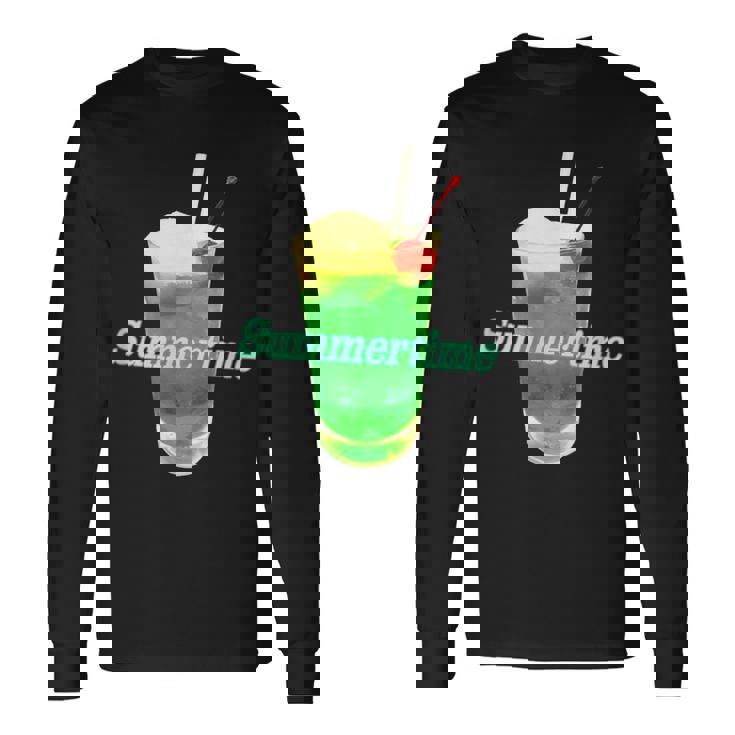 クリームソーダ・夏【 サマータイム 】メロンソーダ 緑 リゾート・夏 大好き 昭和 レトロ 長袖Tシャツ