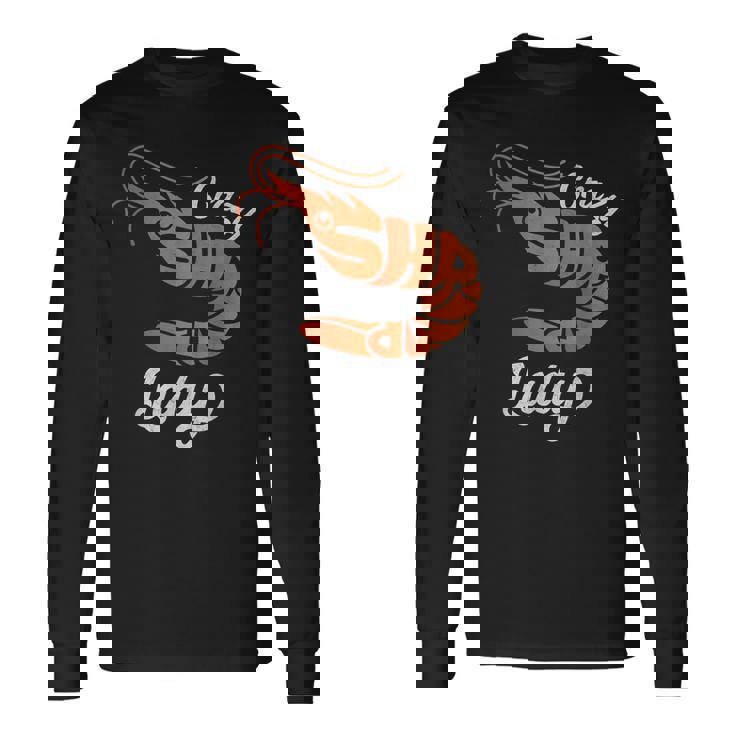 クレイジー エビ レディ シーフード ラバー ディープオーシャン アニマル エビ 長袖Tシャツ