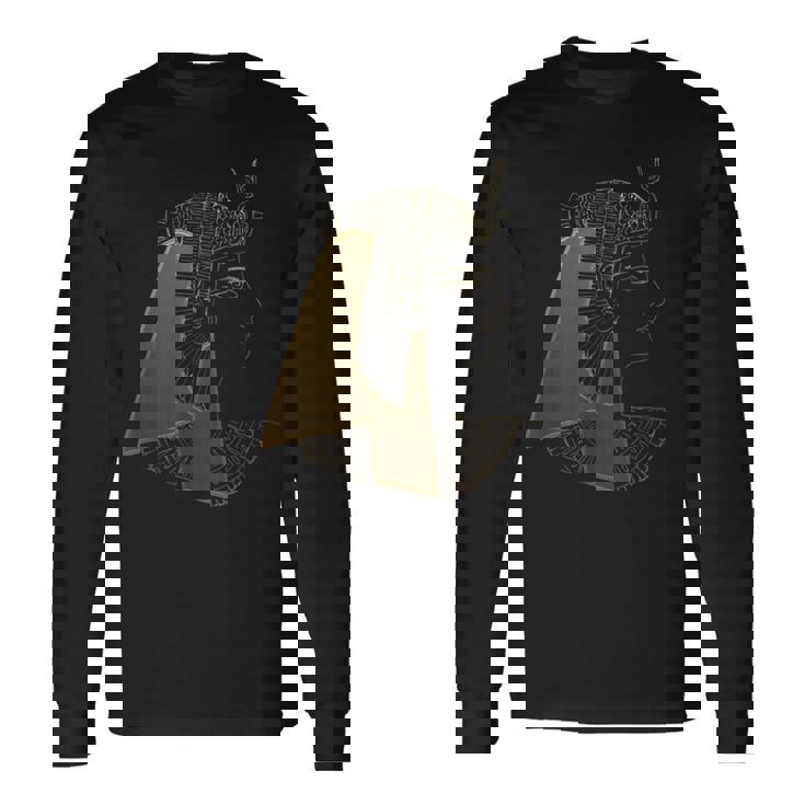 クレオパトラ 古代エジプト女王 ゴールデンファラオ アートデザイン 長袖Tシャツ