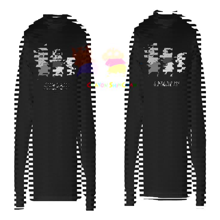 クレヨンしんちゃん 振り向き「ぶりぶり＆しんちゃん＆シロ」 長袖tシャツ 長袖Tシャツ