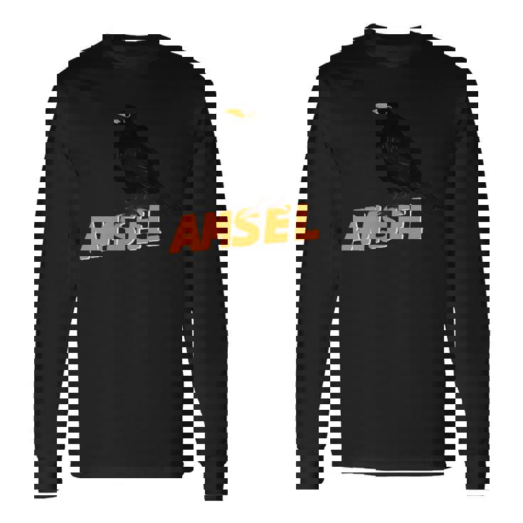 クロウタドリ 鳥 動物 図 バードウォッチング 贈り物 鳥類学者 生物学者 自然科学 長袖Tシャツ