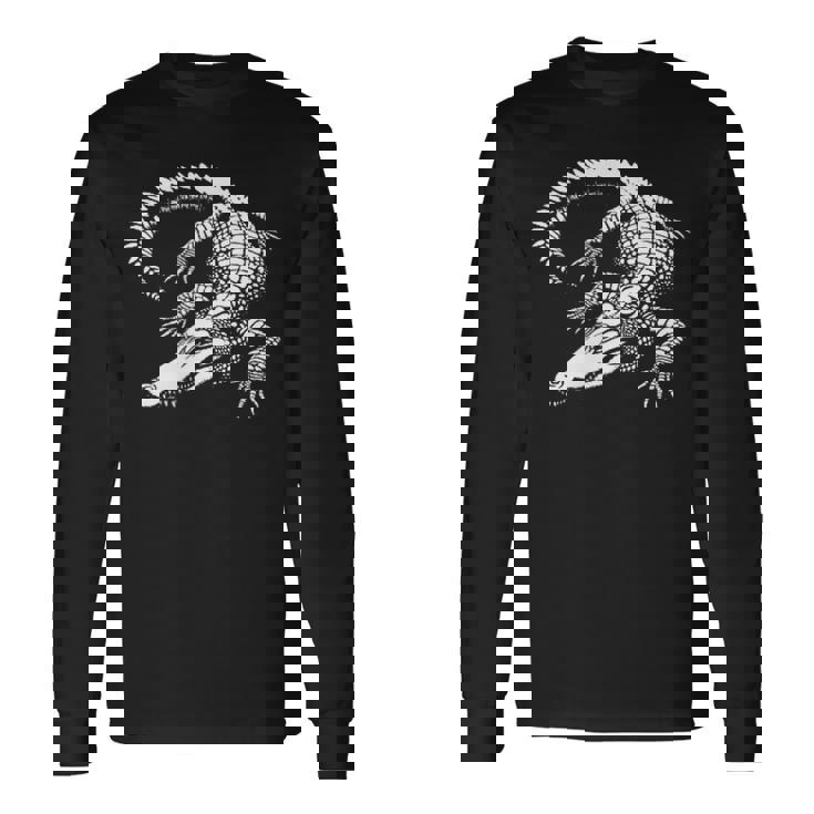 クロコダイル お父さん 母 恋人 モノクロ クロコダイル 長袖Tシャツ