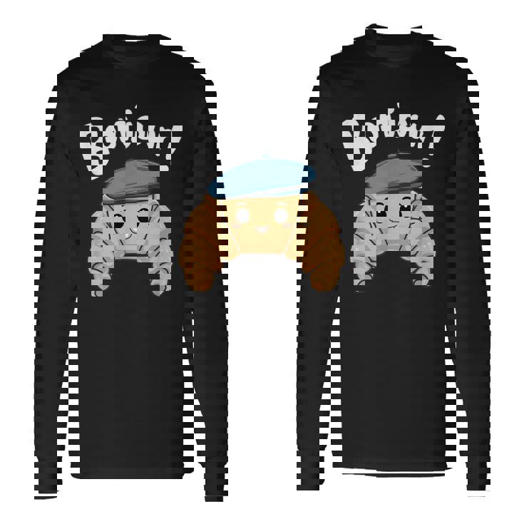 クロワッサン ボンジュール フレンチ 挨拶 フランス ベーキング 朝食 長袖Tシャツ