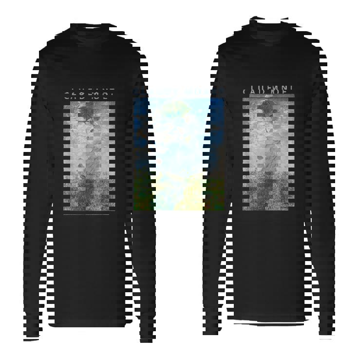 クロード モネ 面白いtシャツ アート 日傘 印象派 絵画 メンズ レディース 面白い 服 美術 油彩画 長袖Tシャツ