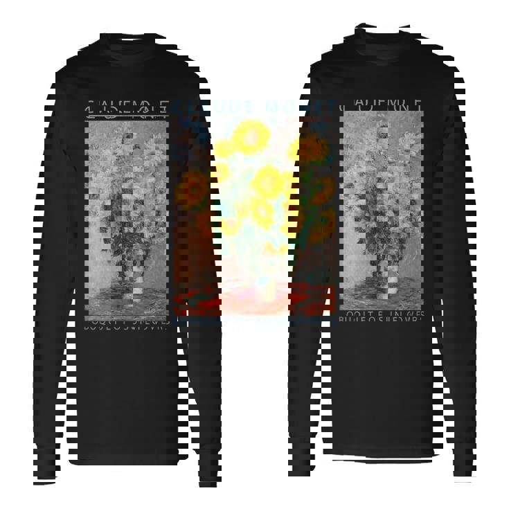 クロード モネ 面白いtシャツ 花 名作 アート ひまわりのブーケ 絵画 メンズ レディース 面白い 服 長袖Tシャツ