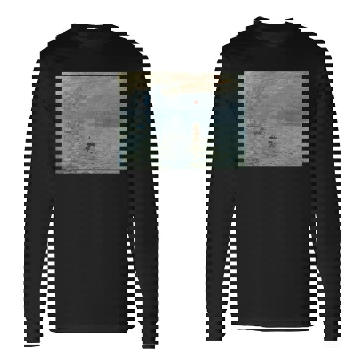 クロード・モネの印象、ソレイユ・レヴァント レトロtシャツ 長袖Tシャツ