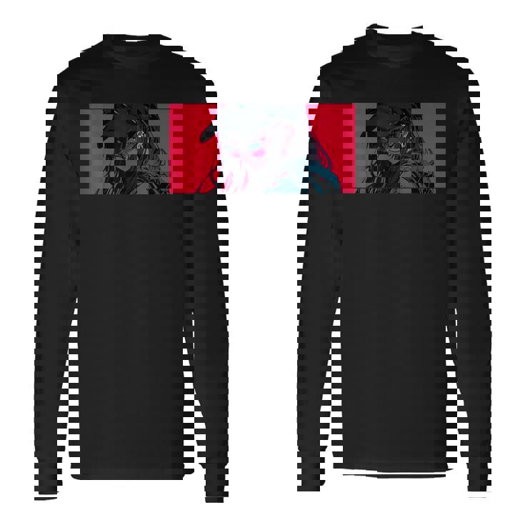 クールでかわいいアニメガールカラフルなデザインサングラス付き 長袖Tシャツ