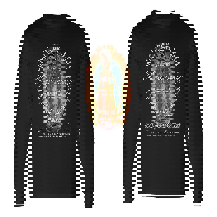 グアダルーペの聖母 カトリック アヴェ マリア スパニッシュヘイルマリア 長袖Tシャツ