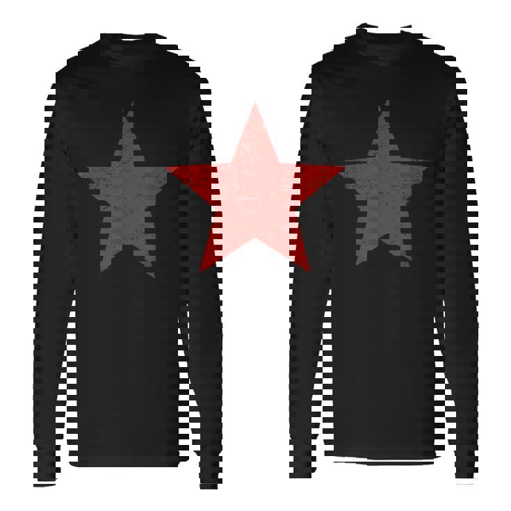 グランジ オルタナティブ アンティーク調 レッドスター 90年代ロックバンド音楽 長袖Tシャツ