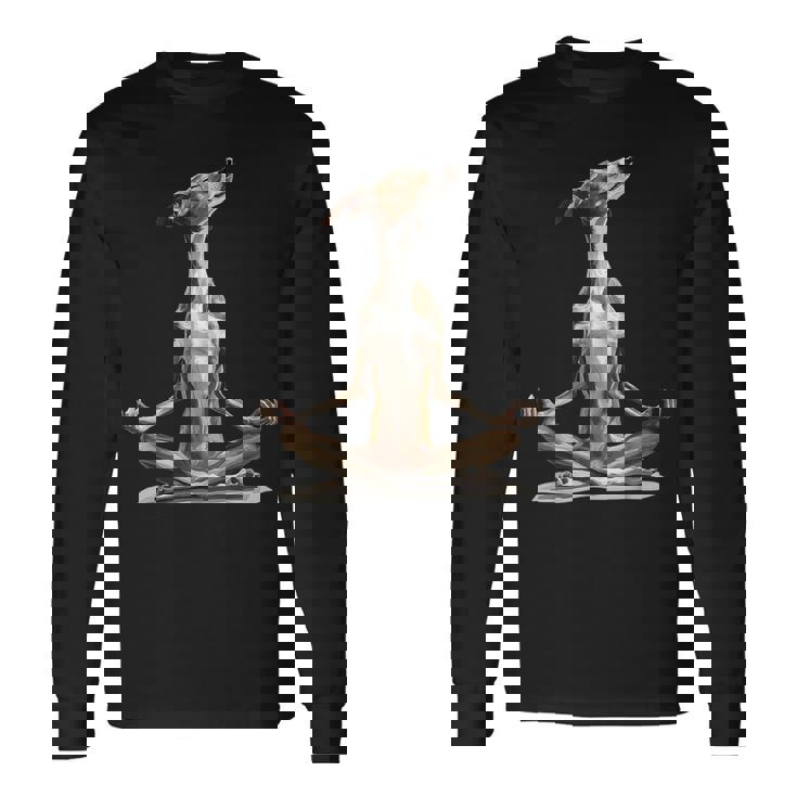 グレイハウンド ドッグ ヨガ 長袖Tシャツ