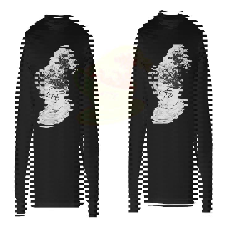 グレートウェーブ カフェラテ コーヒー カフェイン 神奈川 北斎 長袖Tシャツ